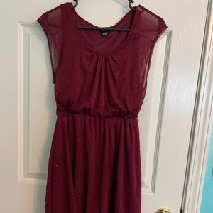 Sparkly maroon mini dress, Size M fits S